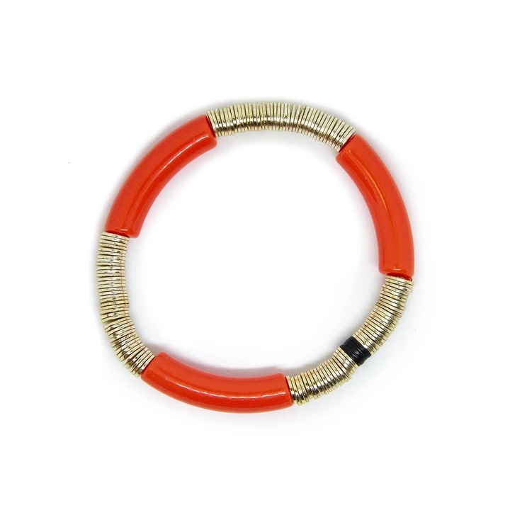ALLIE + BESS 14k Gold and Neon Orange Zo Stretch Bracelet