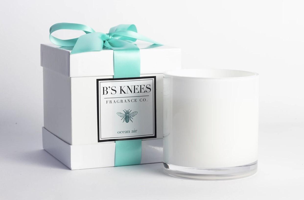 Ocean Air 1-Wick White Glass Fragrance Candle by B's Knees