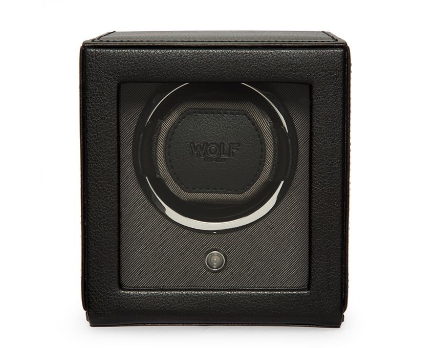 Black Cub Single Watch Winder with Cover l WOLF