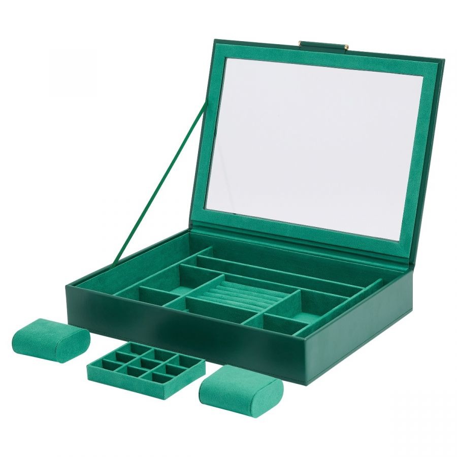 Sophia Jewellry Box with Window Forest Green l WOLF