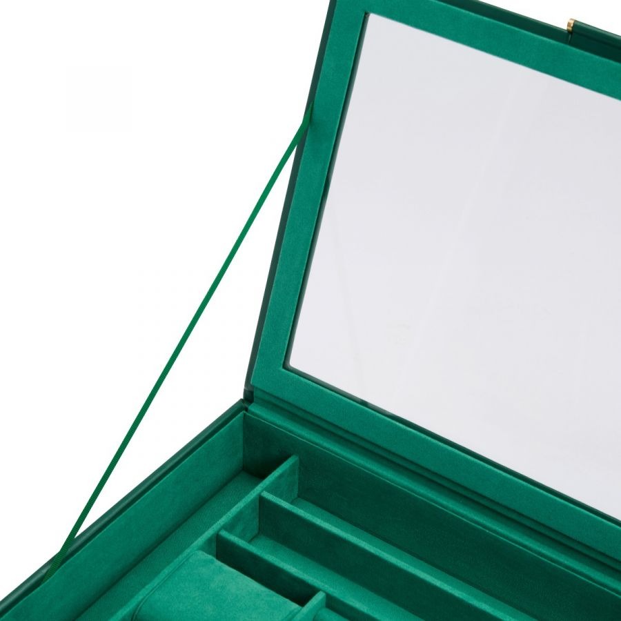 Sophia Jewellry Box with Window Forest Green l WOLF