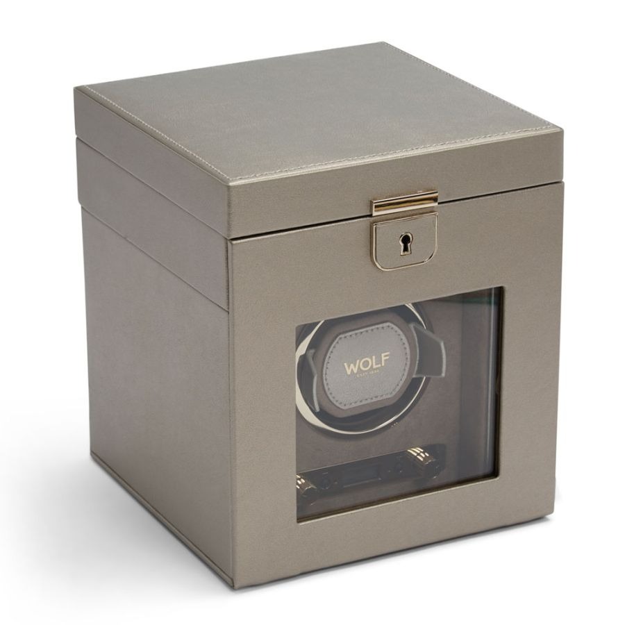 WOLF Palermo Single Watch Winder With Jewelry Storage