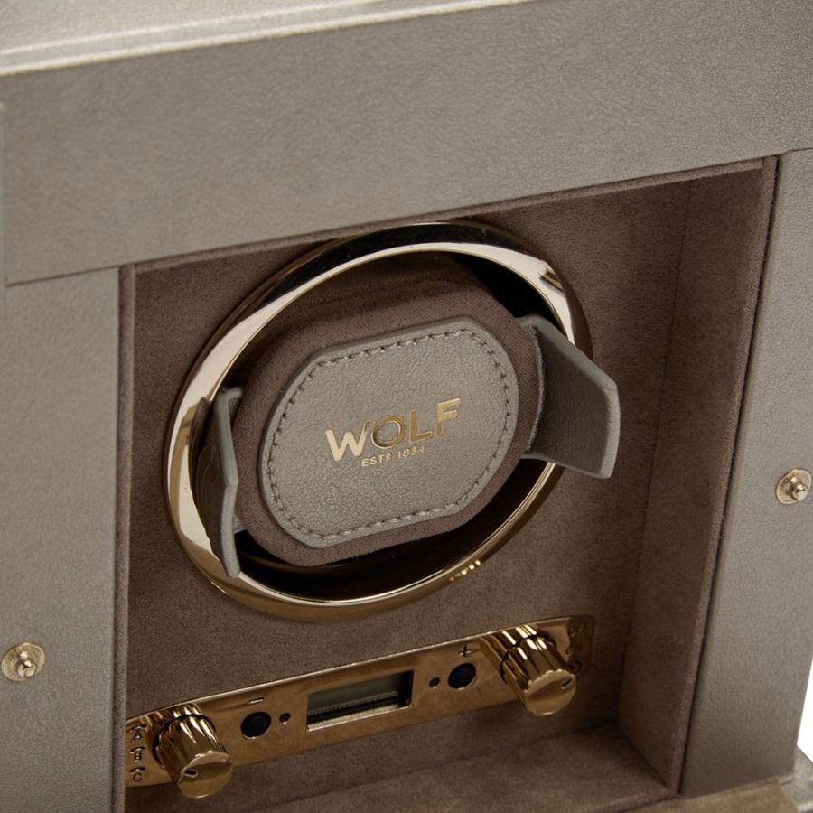 WOLF Palermo Single Watch Winder With Jewelry Storage