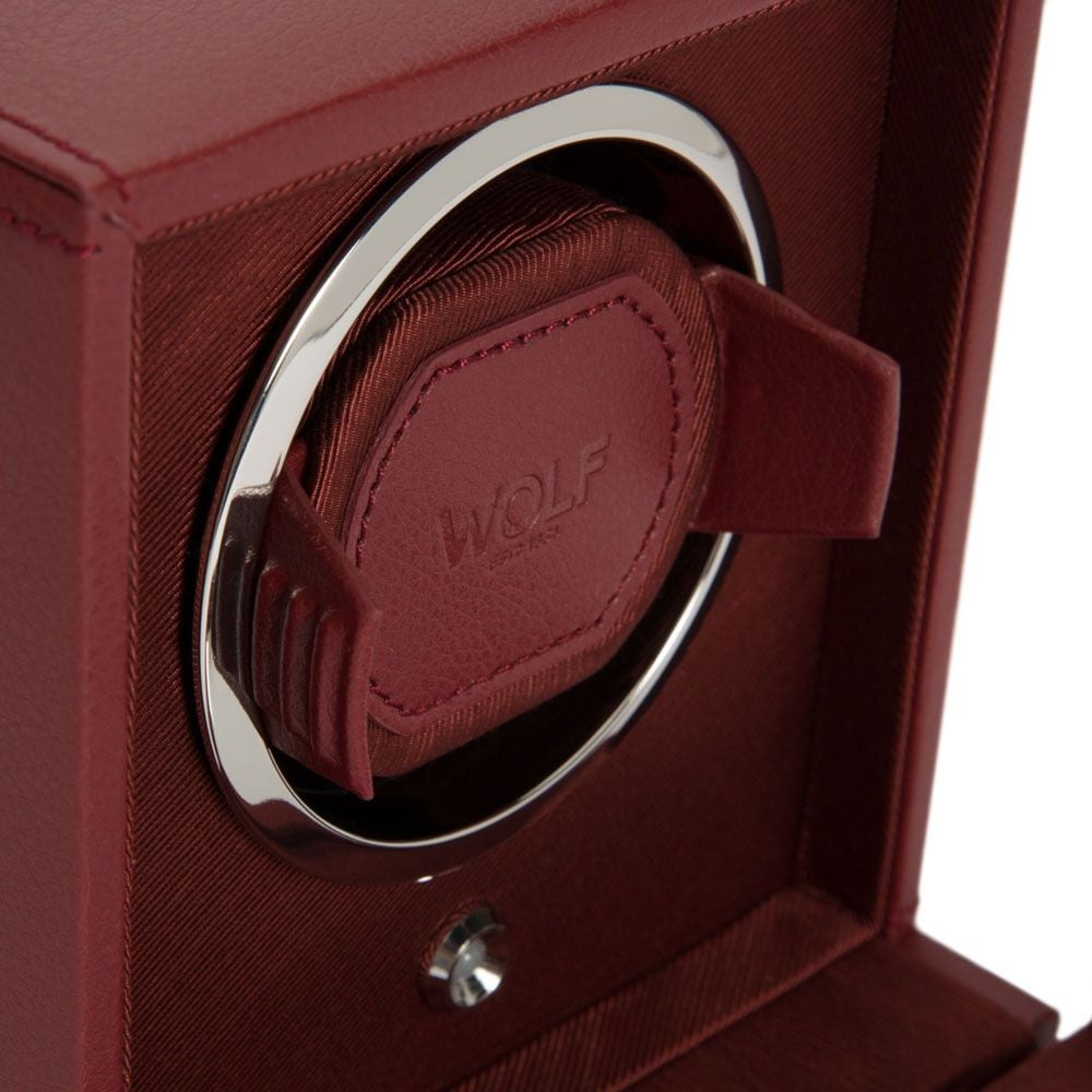 WOLF Bordeaux Cub Single Watch Winder with Cover