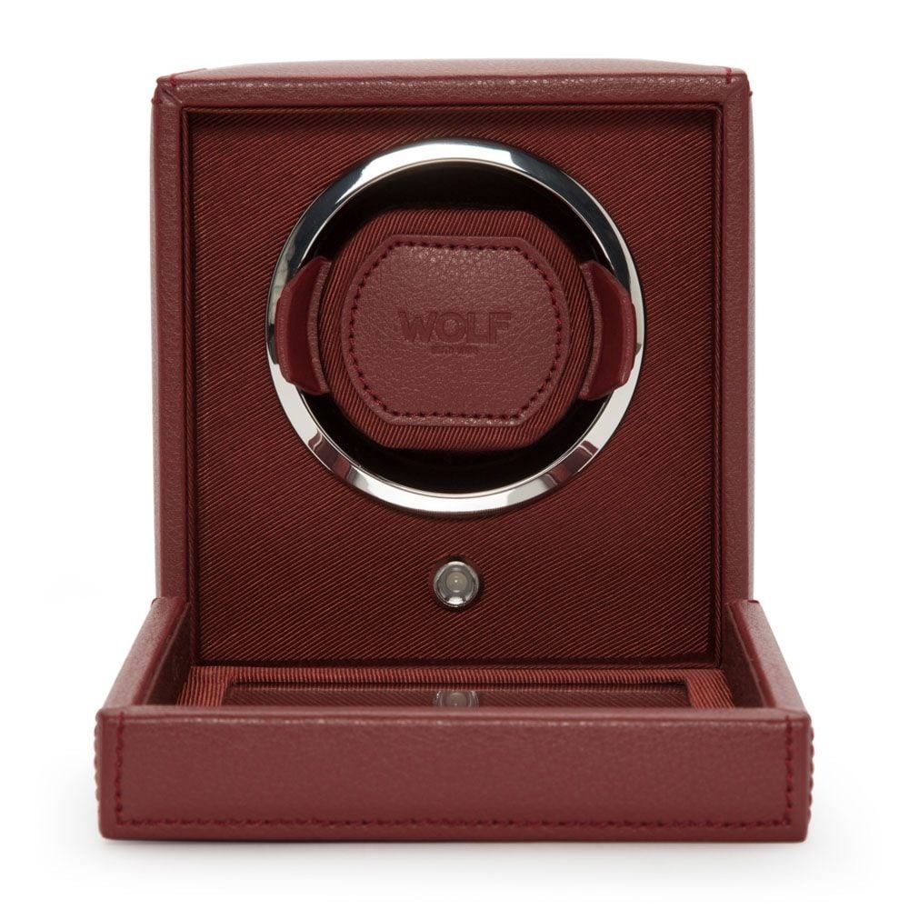 WOLF Bordeaux Cub Single Watch Winder with Cover