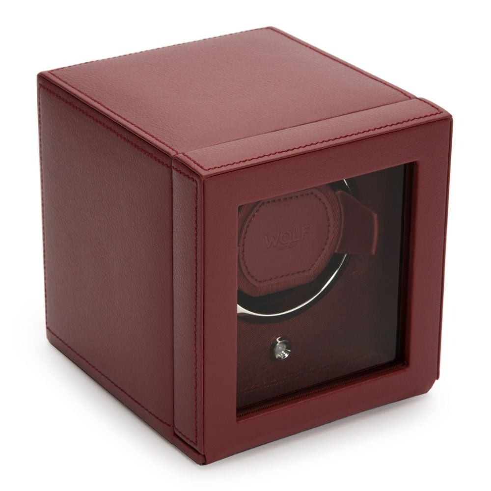 WOLF Bordeaux Cub Single Watch Winder with Cover