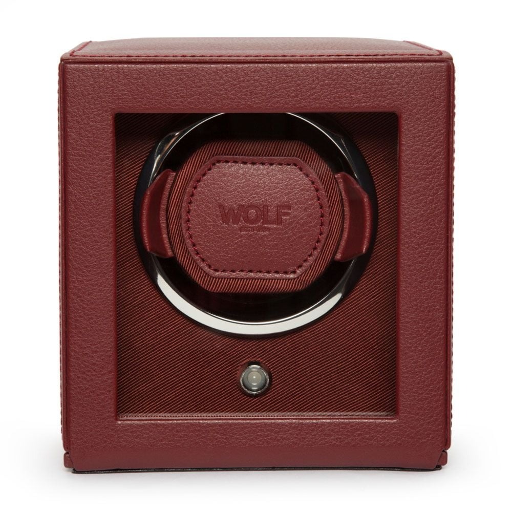 WOLF Bordeaux Cub Single Watch Winder with Cover