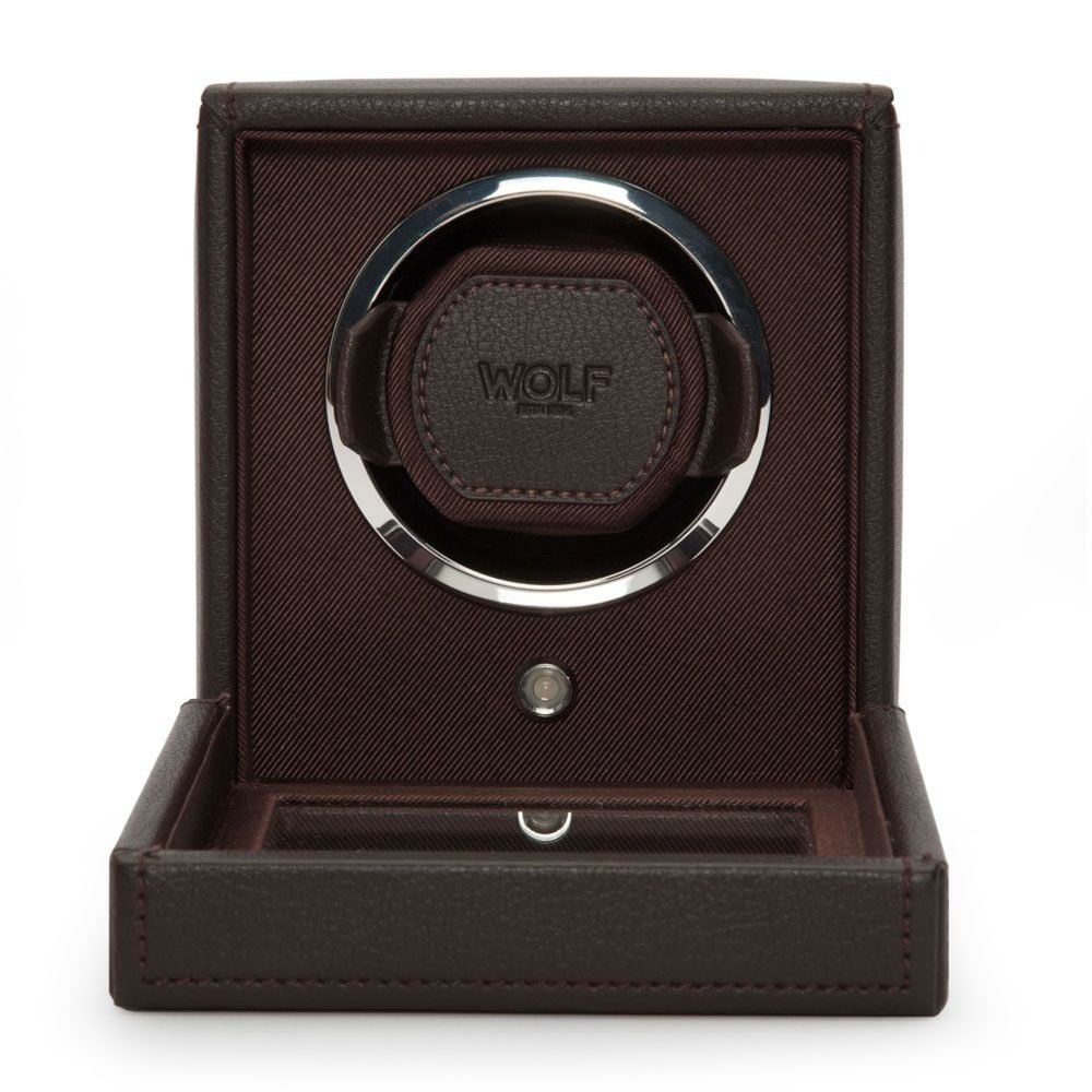 WOLF Brown Cub Single Watch Winder with Cover