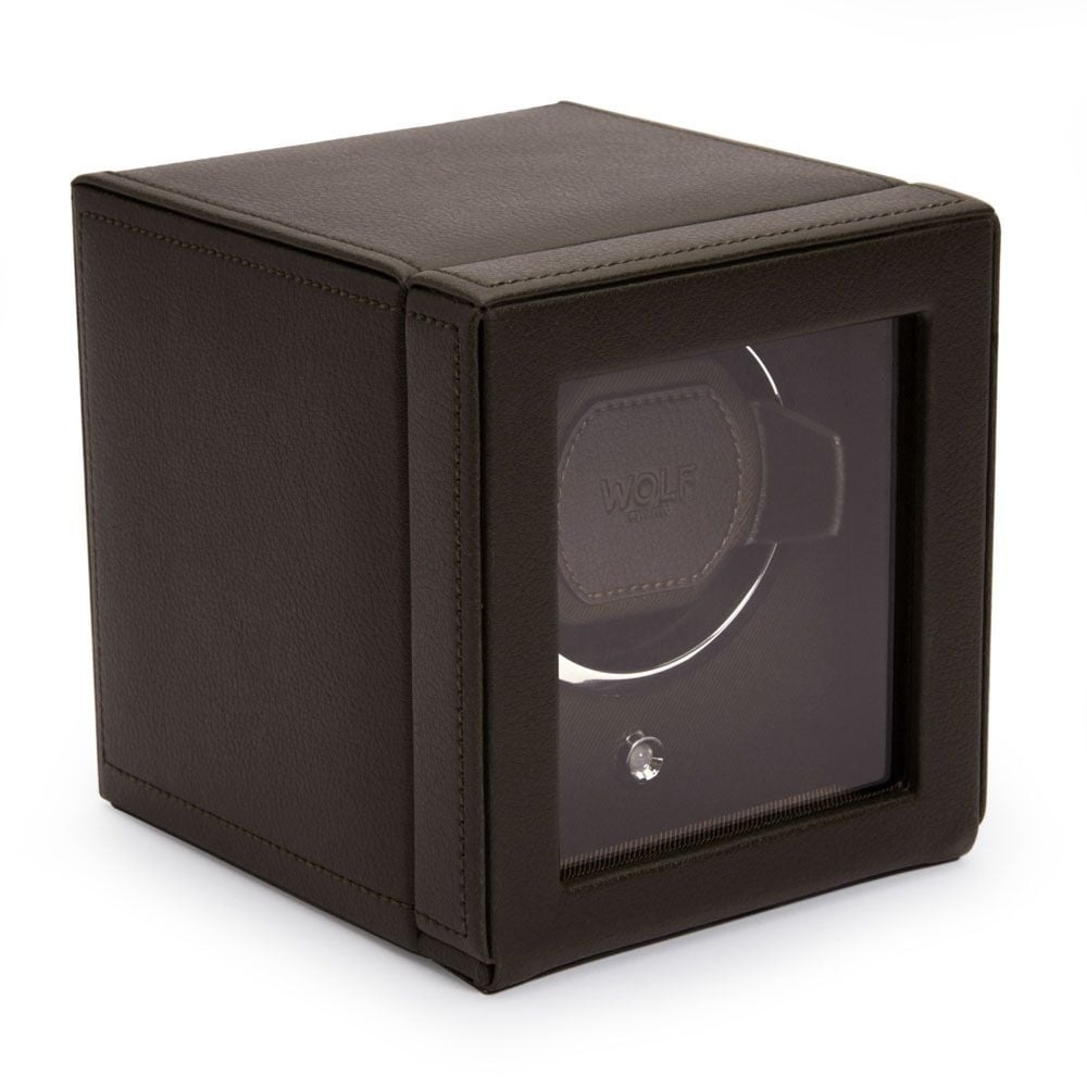 WOLF Brown Cub Single Watch Winder with Cover