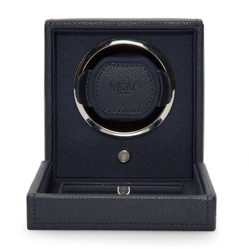 WOLF Navy Cub Single Watch Winder with Cover