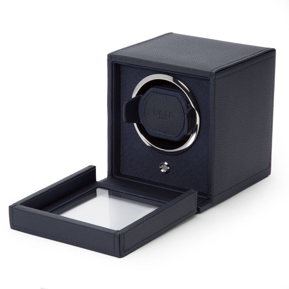 WOLF Navy Cub Single Watch Winder with Cover