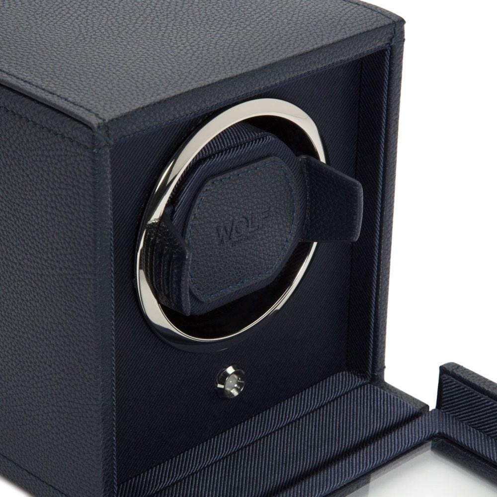 WOLF Navy Cub Single Watch Winder with Cover