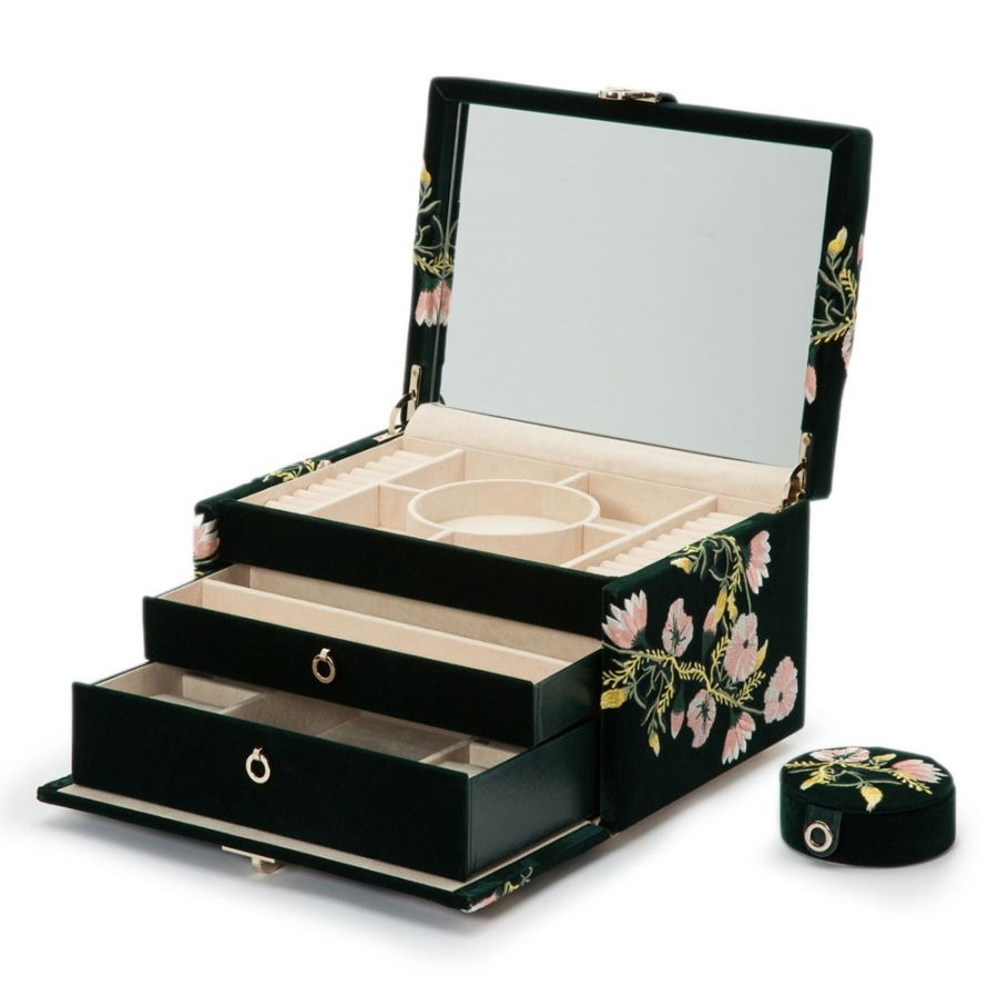 WOLF Zoe Medium Jewelry Case Forest Green