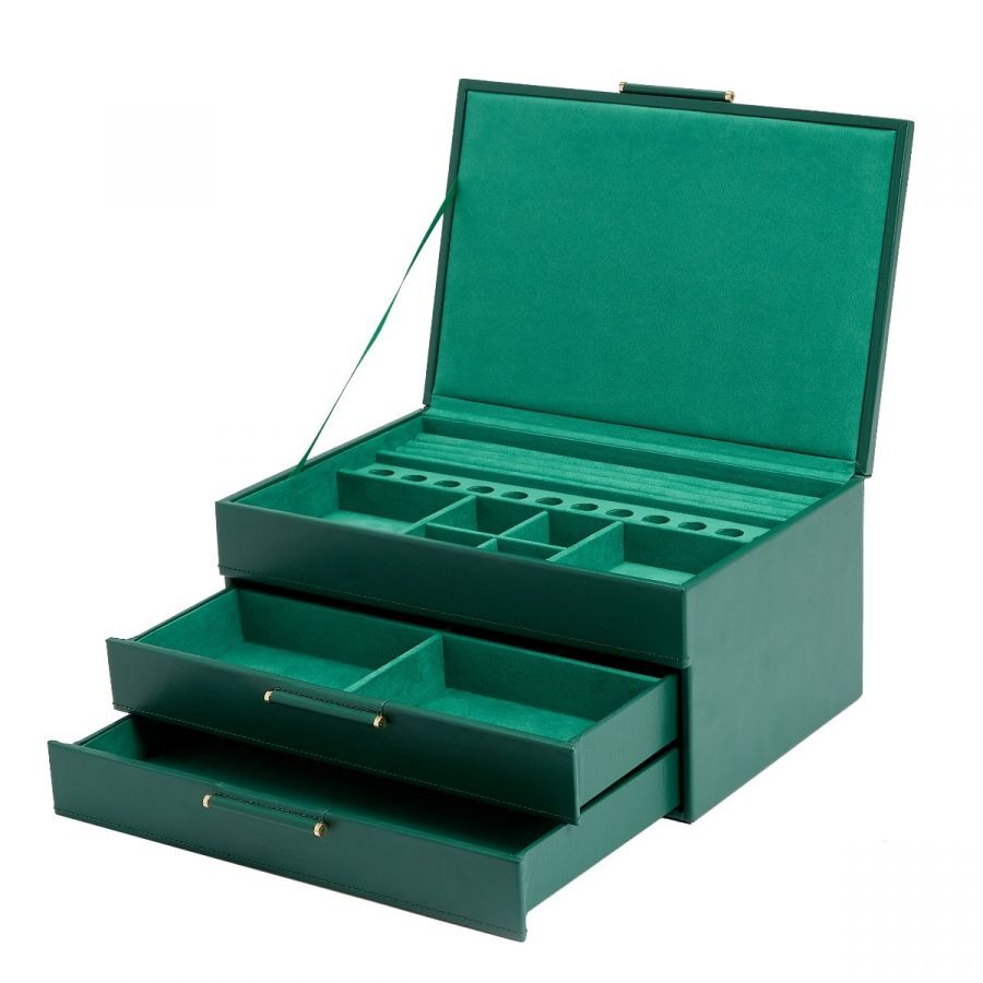 WOLF Sophia Jewellery Box with Drawers Forest Green