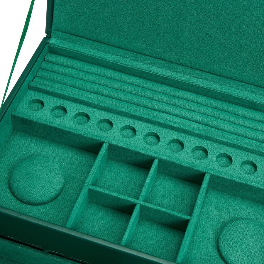 WOLF Sophia Jewellery Box with Drawers Forest Green