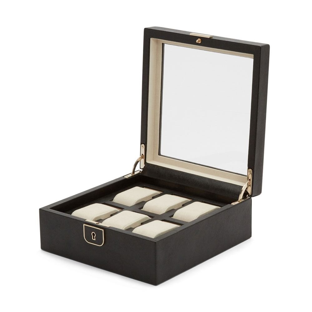 WOLF Black Anthracite Palermo 6 Piece Watch Box
