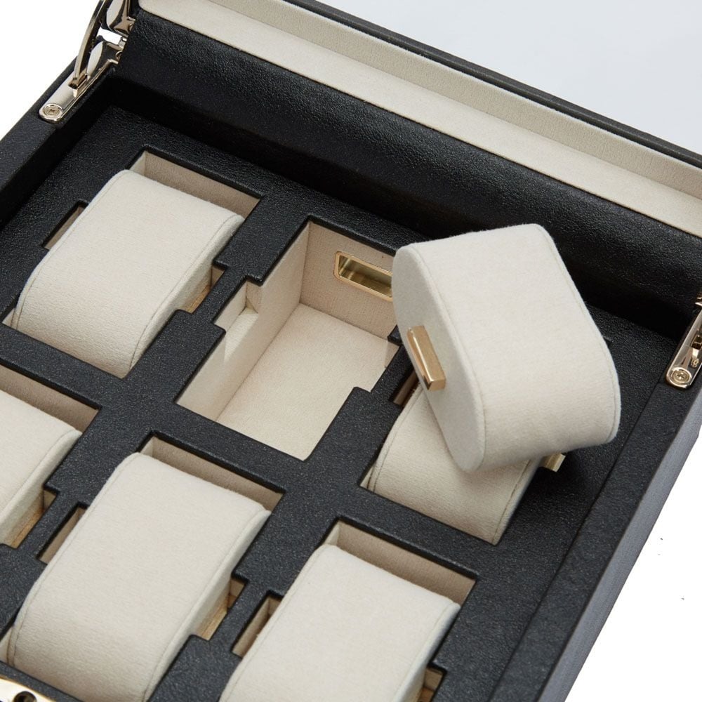WOLF Black Anthracite Palermo 6 Piece Watch Box