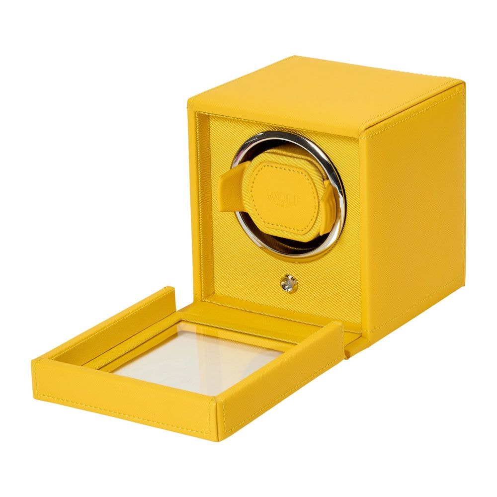 WOLF Yellow Cub Single Watch Winder with Cover