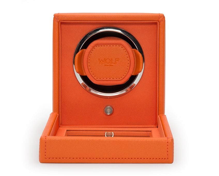 WOLF Orange Cub Single Watch Winder with Cover