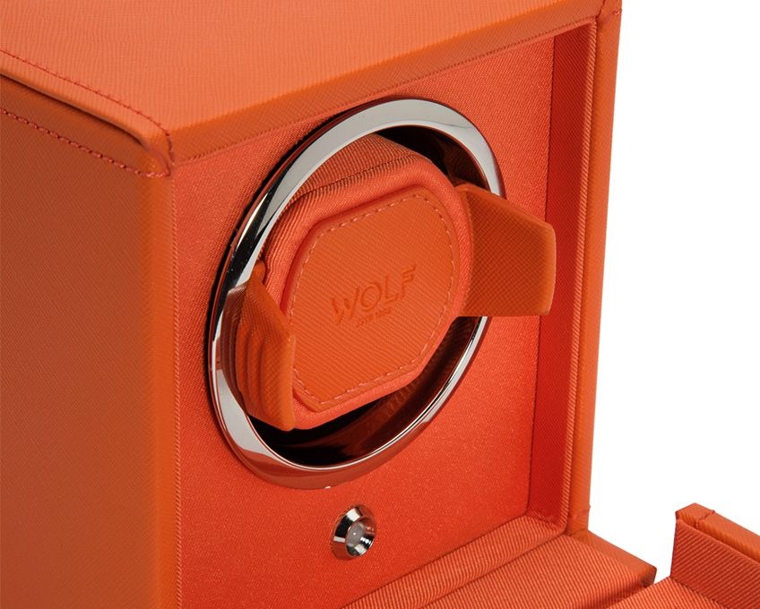 WOLF Orange Cub Single Watch Winder with Cover