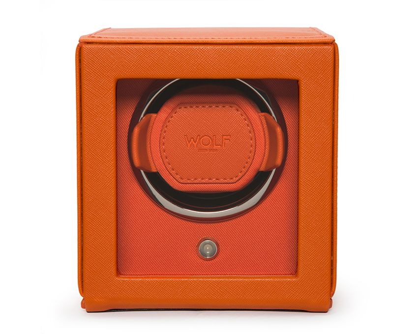 WOLF Orange Cub Single Watch Winder with Cover