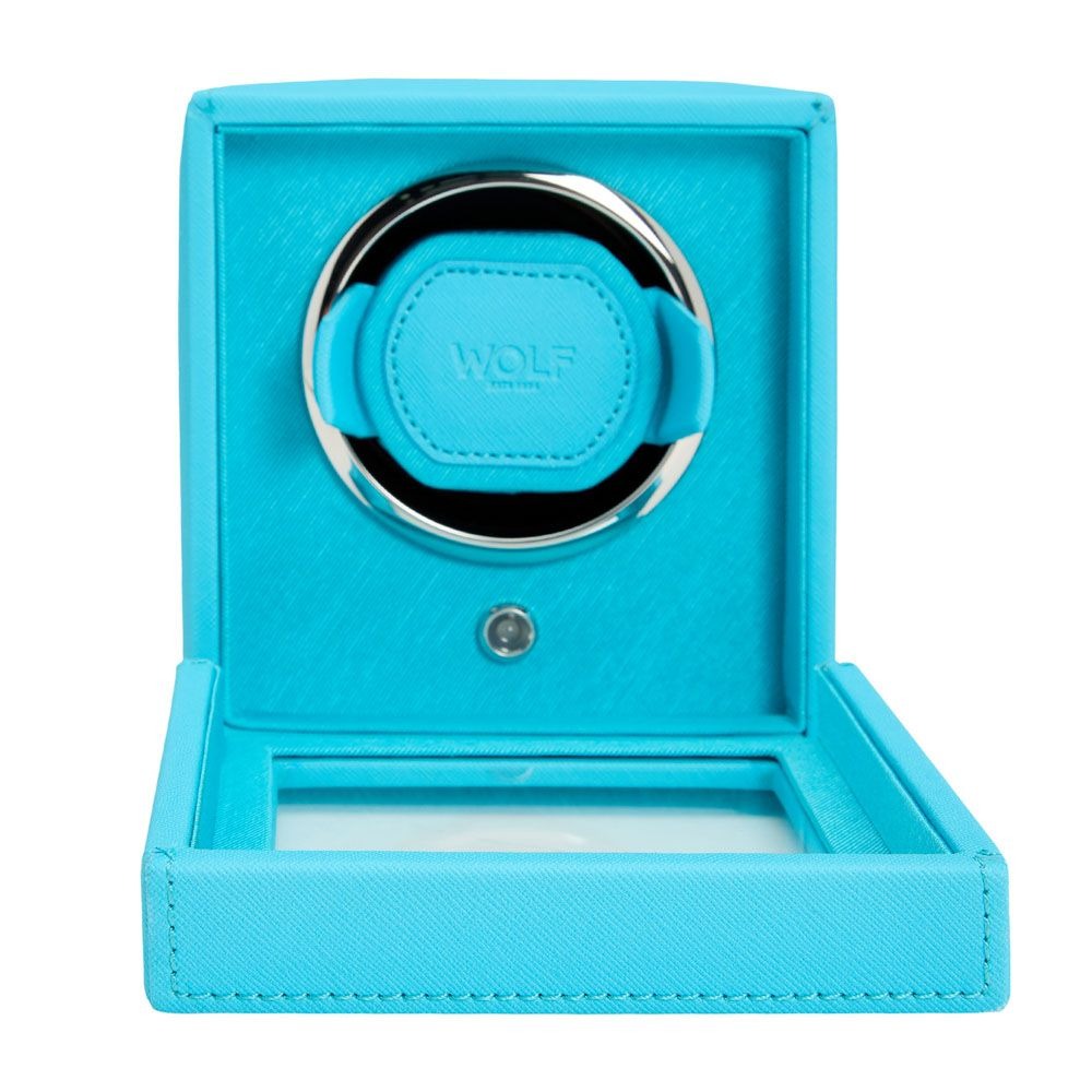 WOLF Turquoise Cub Single Watch Winder with Cover