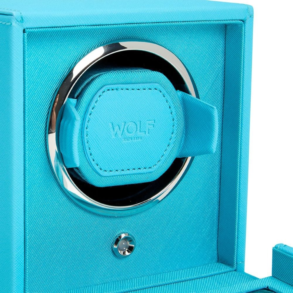 WOLF Turquoise Cub Single Watch Winder with Cover