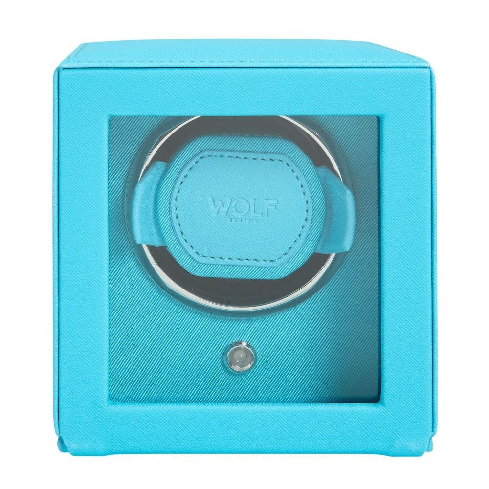 WOLF Turquoise Cub Single Watch Winder with Cover