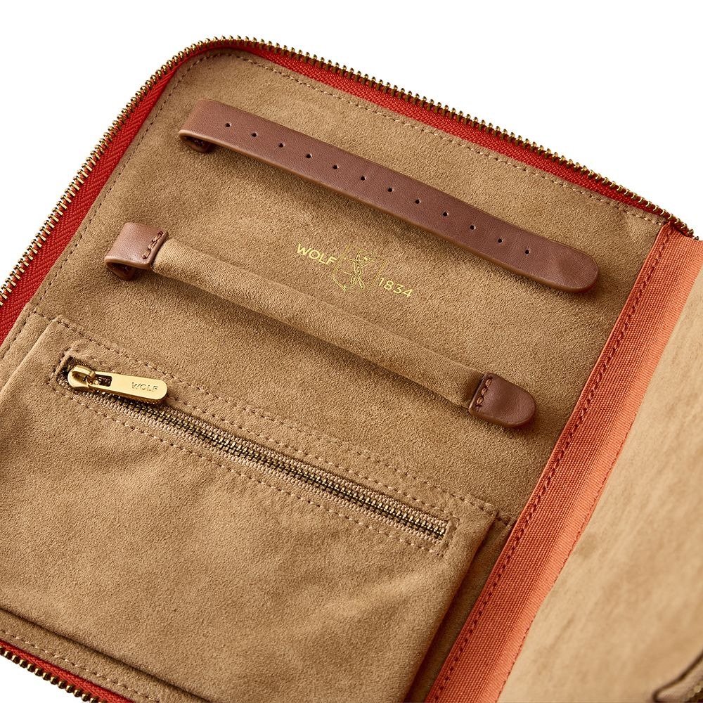 WOLF Orange Ida Travel Zip Jewelry Portfolio