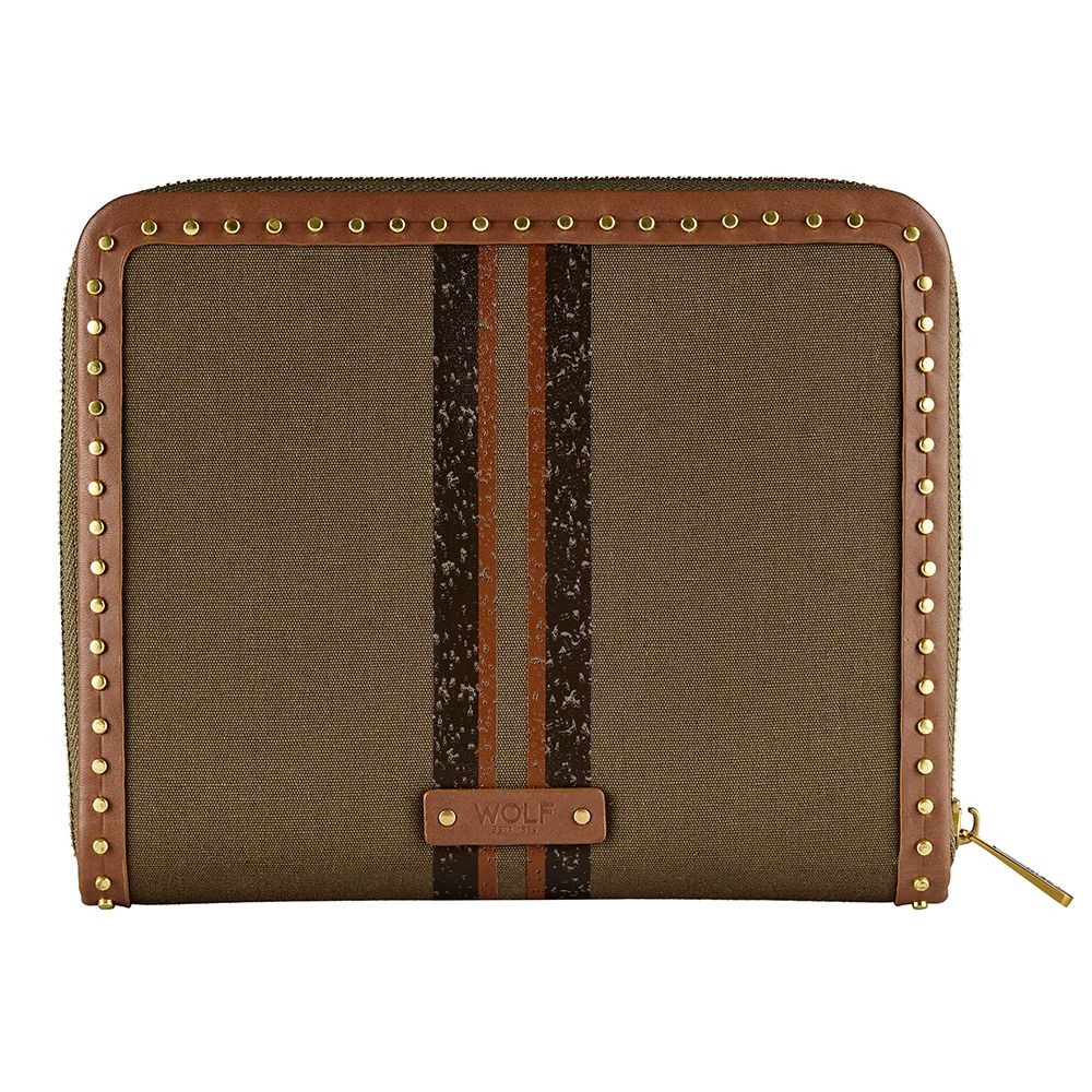WOLF Khaki Ida Travel Zip Jewelry Portfolio