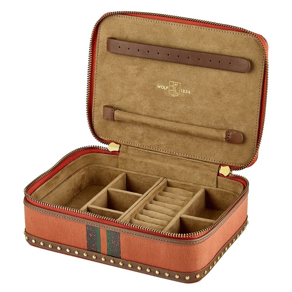WOLF Orange Ida Travel Zip Jewelry Case