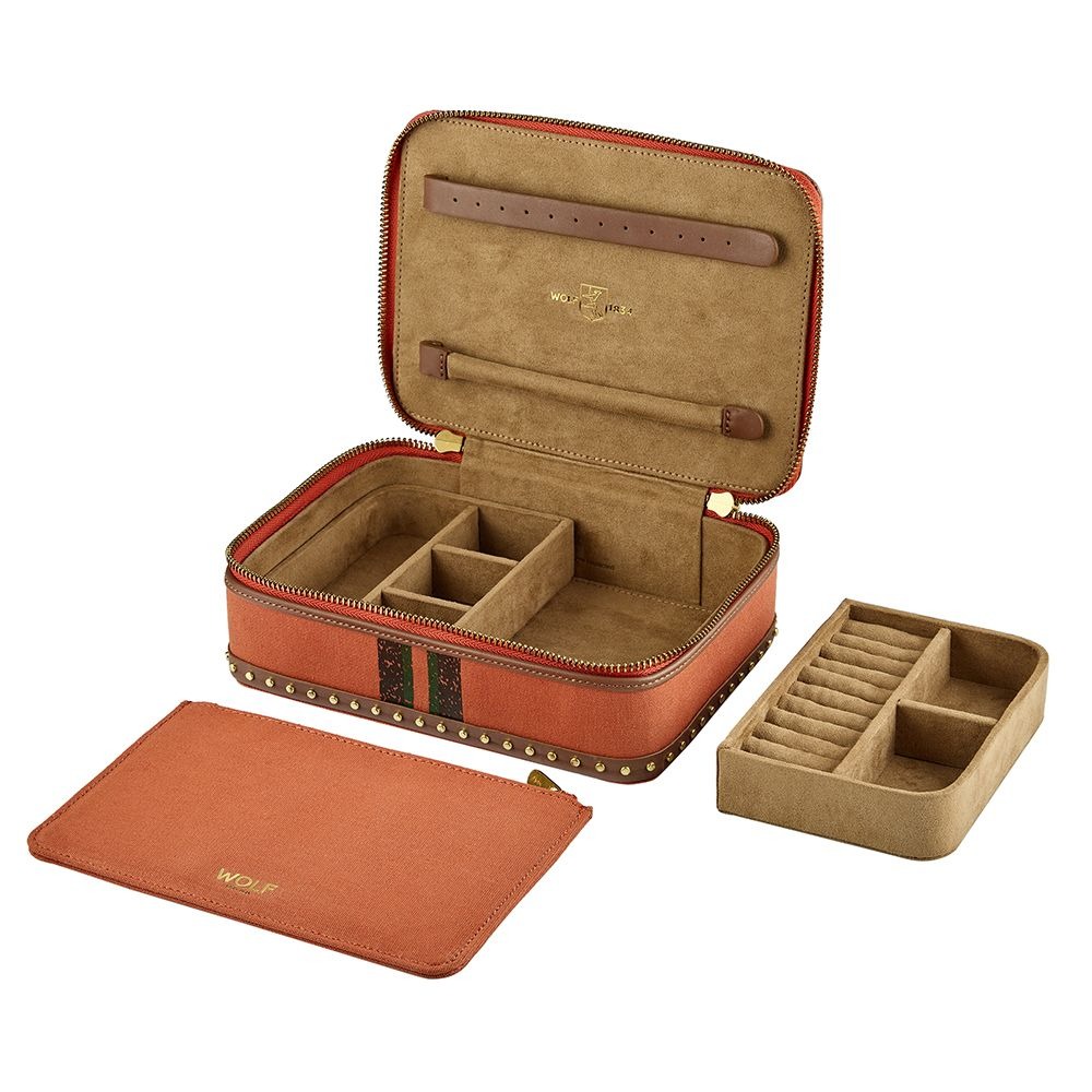 WOLF Orange Ida Travel Zip Jewelry Case