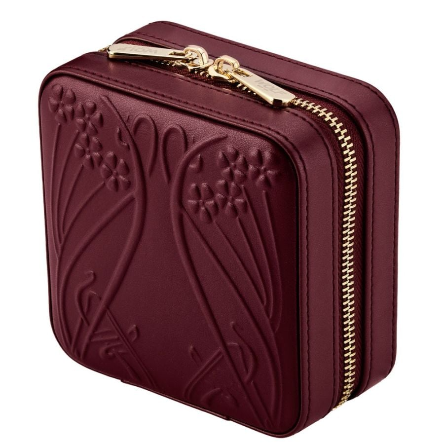 WOLF X LIBERTY All Over Ianthe Small Travel Jewelry Zip Case - Burgundy