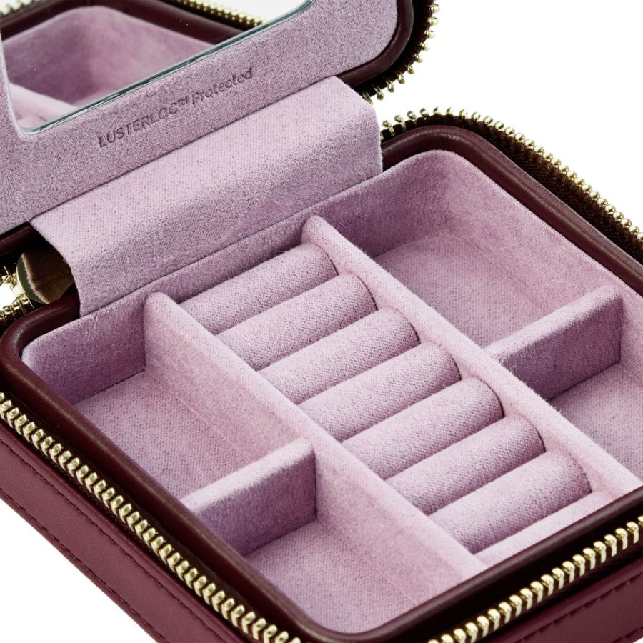 WOLF X LIBERTY All Over Ianthe Small Travel Jewelry Zip Case - Burgundy