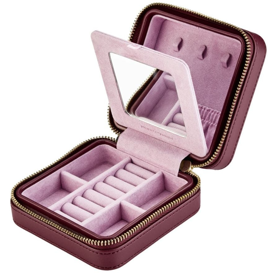 WOLF X LIBERTY All Over Ianthe Small Travel Jewelry Zip Case - Burgundy